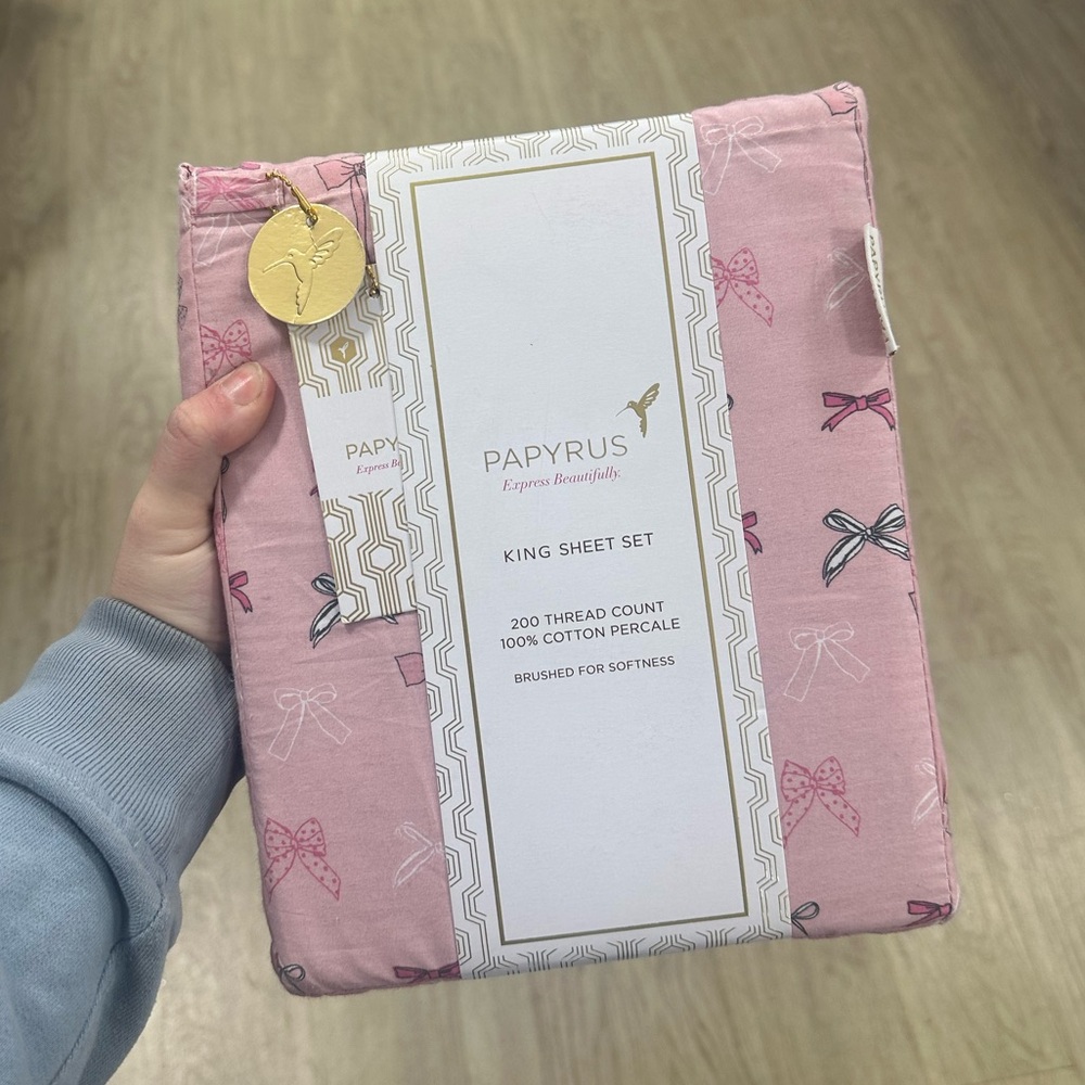 Papyrus Pink Bows King Sheet Set